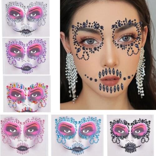 Halloween Stage Performance Face Decoration Rhinestone Tattoo Stickers Fashion Face Tattoo Decals Party Face Decoration