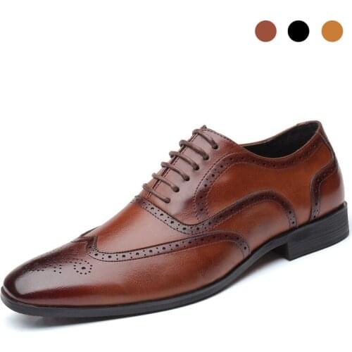 Oxford Brogue Shoes Man Style Business Fashion Shoe Wedding Men Designer Handmade Dress Formal Best Men Shoes