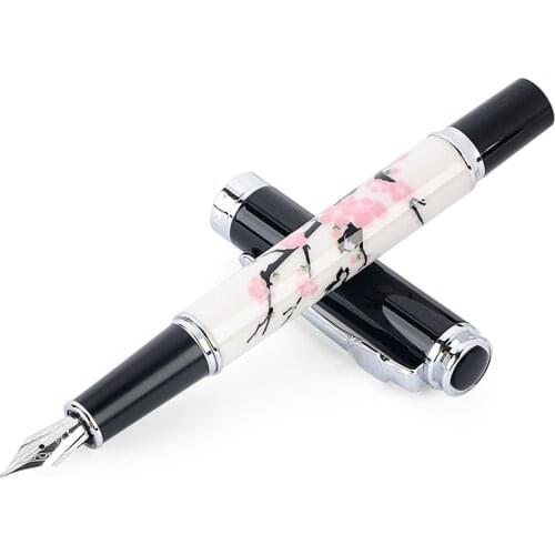 Ceramic Plum Blossom Iraurita Fountain Pen Creative Wood Shell Metal Silver Fine Nib 0.5mm Pens Ink Writing Gifts School Office