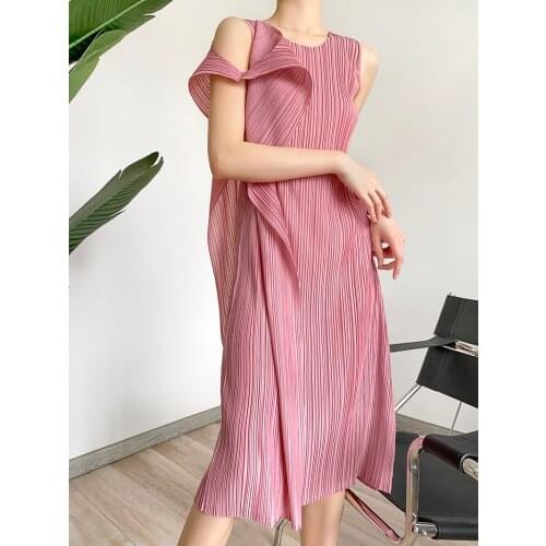 天裴褶皱 Pink Summer Dresses