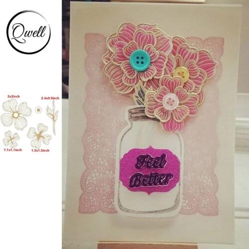 QWELL Flower Metal Cutting Dies and Hot Foil Plate for Scrapbooking Cards Making Paper Craft New 2020 die