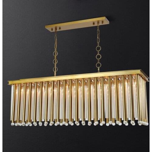 Restaurant crystal chandelier American rectangular dining room lamp bar table chandelier simple table lamp