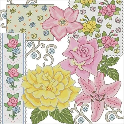 Roses and lilies patterns Counted Cross Stitch 11CT 14CT 18CT DIY Cross Stitch Kits Embroidery Needlework Sets home decor