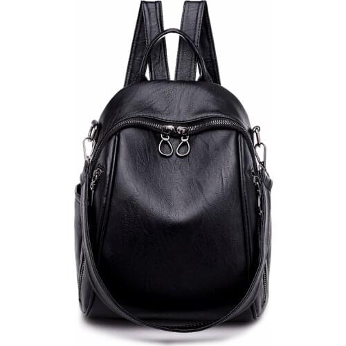 Backpacks School Bags Teenager For Gilr Lady Casual Fashion Black Shoulder Bag Women Leather Backpack High Quality Student Bag