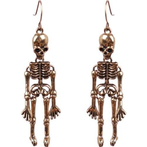 Halloween Drop Earrings Skull Skeleton Ear Drop Festival Themed Alloy Dark Punk Ear Jewelry Gift for Girls 1.8*7.2cm LXH
