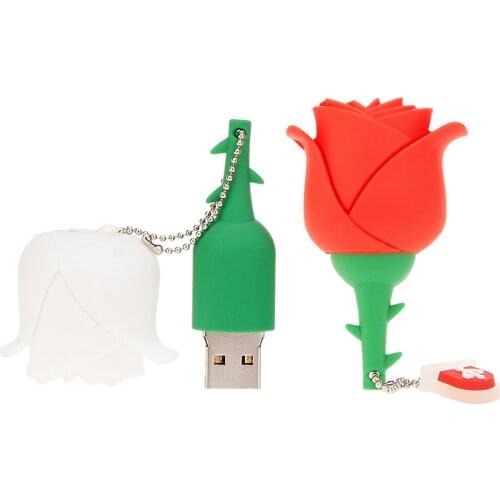 Silica Gel Rose Flower Pen Drive 64GB 128GB Memoria Usb Flash Drives 32GB Cartoons Pendrive 16GB 8GB Chiavetta Usb Stick Gift