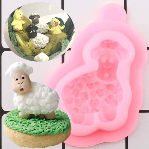 3D Sheep Silicone Mold Animals Cupcake Topper Fondant Molds Baby Birthday Cake Decorating Tools Candy Chocolate Gumpaste Mould