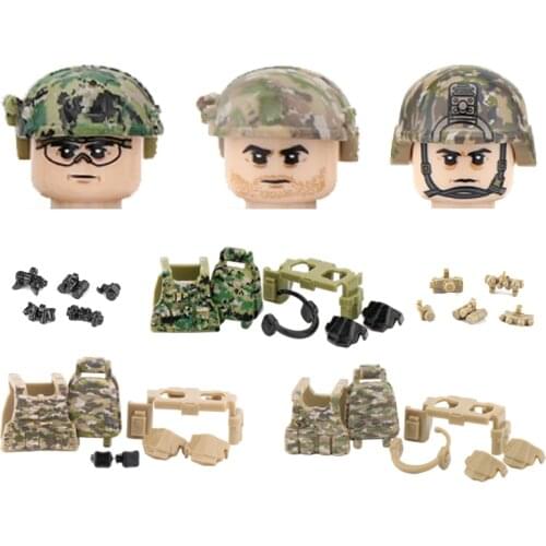 Modern Army Special Forces Soldier Figures Equipment Building Blocks Military Weapon Camouflage Vest Helmet Part Bricks Toy Kids