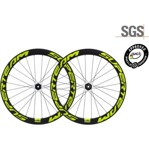 SUPERTEAM 700C UCI Carbon Clincher Bicycle wheels 50mm bike Disc Brake Wheelset matte
