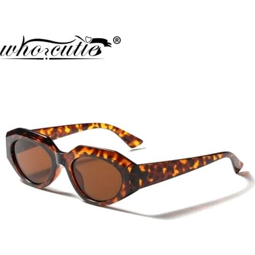 WHO CUTIE Autumn Vintage Leopard Round Oversized Women Sunglasses 2020 Brand Designer Oval Frame Chic Wide Glasses Shades S368