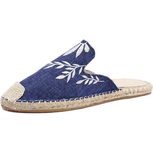 Ladies Fisherman Style Slipper Straw Bottom Closed-toe Scuff Travel Slide for Women z937