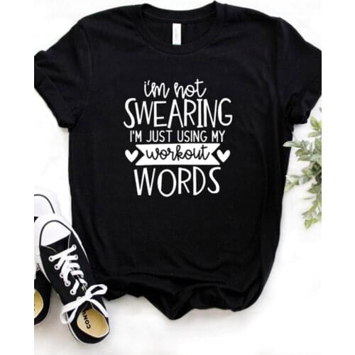 Women T Shirt I'm not Swearing Letters Print Tshirt Women Short Sleeve O Neck Loose T-shirt Ladies Causal Tee Shirt Tops