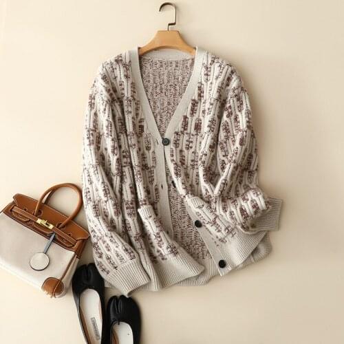 2021 europe new styles autumn winter cashmere wool cardigan with pocket womens autumn winter oversized cozy outerwear knitted