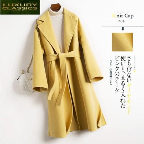 Mujer Abrigo Autumn Spring Elegant 100% Wool Coat Female Korean Woolen Jacket Women Casual Blend Coats Ladies Fit Overcoat 19033