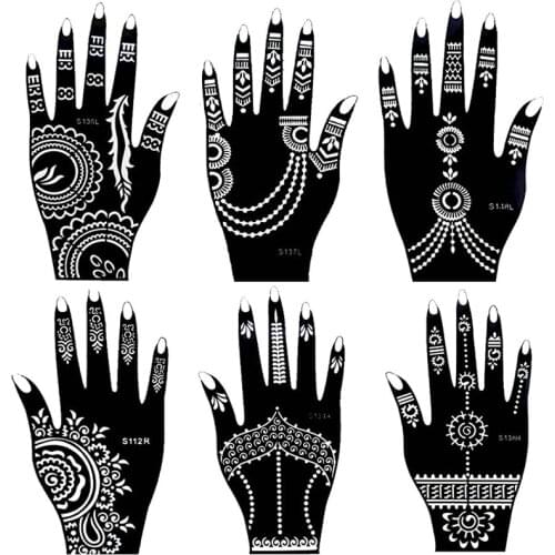 1 Sheet Hand Large Henna Tattoo Templates For Body Paint,Flower Glitter Airbrush Indian Henna Temporary Tattoos 21*12cm