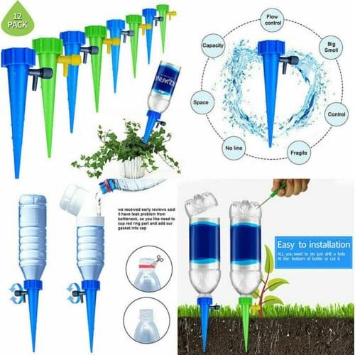 12pcs Garden Self Watering Spikes Adjustable Automatic System Stakes Device