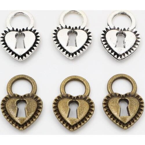 17x11mm 20pcs Antique Silver Plated Bronze Plated Heart Lock Charms Pendant:DIY for bracelet necklace