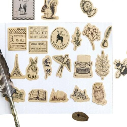 20packs/lot Vintage Small Cute animals Diary Handmade Paper Label Sealing Diary Decoration Diy Scrapbooking Stationery Sticker