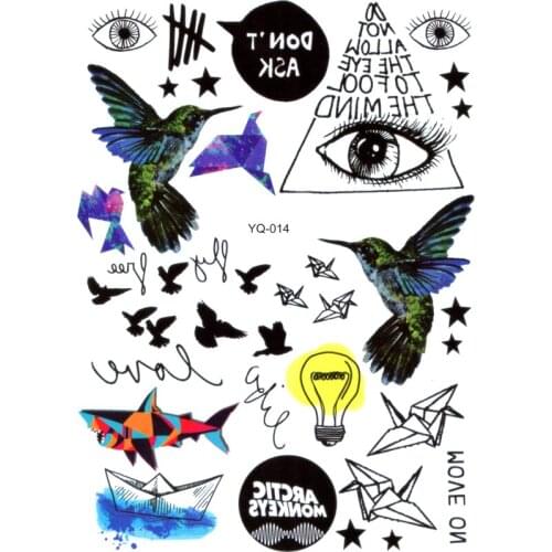 5pcs Bird Waterproof Temporary Tattoos men Fake Tattoo Tatuajes Young memories Glitter Tattoo Temporary tatoo Cheap Stuff