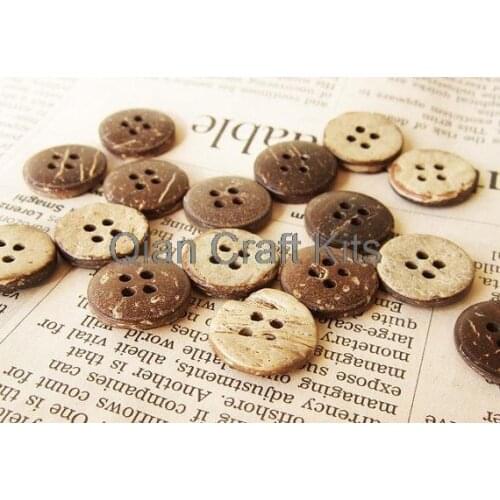 500pcs 15mm Coconut Brown Natural 4 Hole Wood Buttons