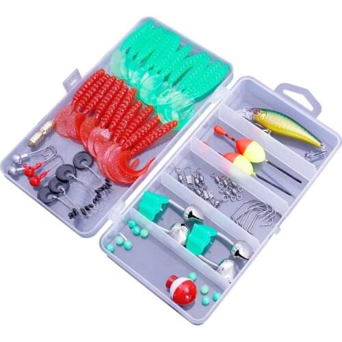 62 Pcs Artificial Fishing Lure Baits Kit Set Fishing Lures Mixed Set Hard Plastic Metal Jig Fishing Wobble Artificial Baits