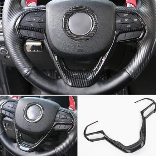 ABS Carbon fibre For Jeep Grand Cherokee 2014-2017 Accessories Car Steering wheel Button frame Cover Trims Car Styling 1pcs