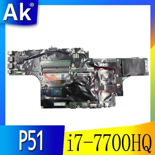 Akemy For Lenovo ThinkPad P51 Laptop Motherboard CPU i7-7700HQ GPU M1200 Tested 100% Work FRU 01AV369 01AV360 01AV359