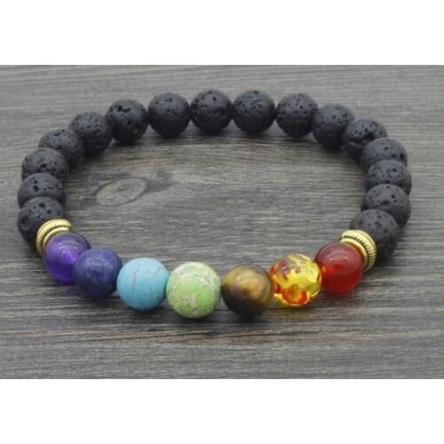 8mm yn432 elastic adjusted black volcanic lava Bracelet Stone bead essential oils diffuser agate turquoise yellow Tigerey