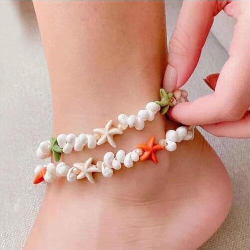 Boho Jewelry New Shell Beads Starfish Anklets for Women Beach Anklet Leg Bracelet Handmade Bohemian Foot Chain Gift
