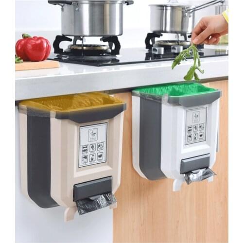 Home Door Hanging Trash Holder Foldable Garbage Bin Can Rubbish Container Garbage Basket Kitchen Storage Multipurpose Waste Bin