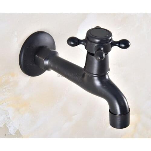 Black Oil Rubbed Bronze Wall Mounted Cross Handle Sink Mop Pool Faucet Water Tap tav346