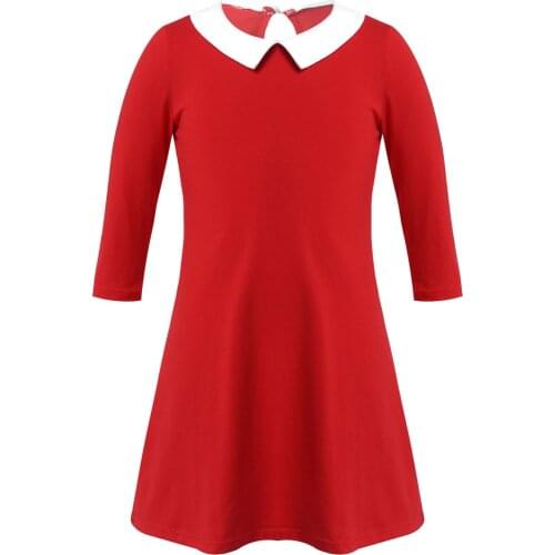 Kids Girls Red Christmas Dress Long Sleeve Birthday Princess Dress Children Xmas Party Cosplay Costume 4-12 Years Girl Dresses