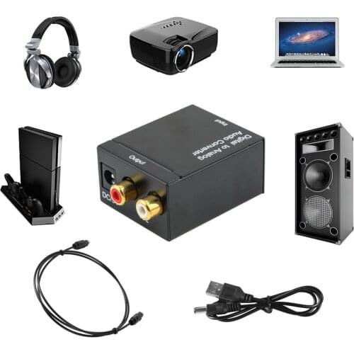 Digital To Analog Audio Converter Adapter Coaxial Toslink Audio To 2RCA L/R Audio 3.5mm USB Powered Toslink 1XRCA Stable Decode