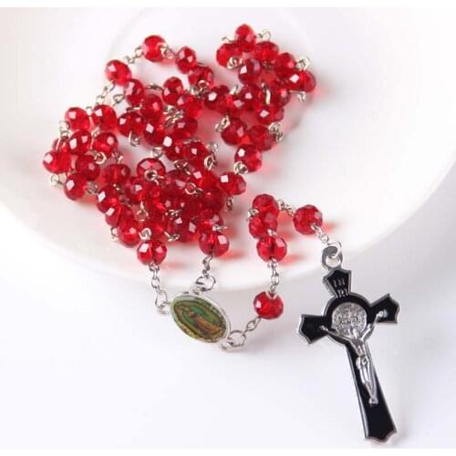 Fashion 6*8mm Rosary Long Necklace & Pendant For Men & Women crystal Silver Plated Rose Plated 10 pcs/lot