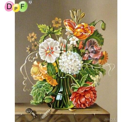 DPF DIY Diamond Embroidery crafts snails crawl vase 5D full Round DIY Diamond Painting Magic Cube Cross Stitch Mosaic Decor