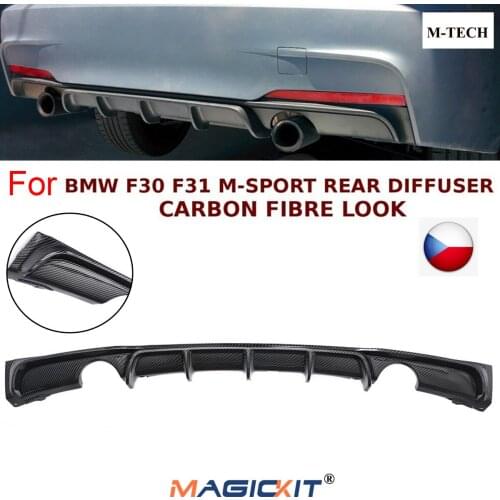 MagicKit FOR BMW 3 SERIES F30 M-SPORT PERFORMANCE DUAL REAR DIFFUSER VALANCE CARBON STYLE