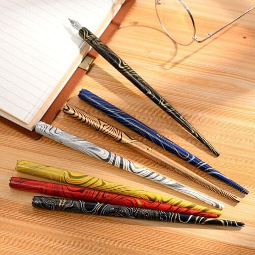 Brand New Marble Wood Manga Calligraphy Dip Pen Holder with 6 Nibs for Lettering Skiching Art Drawing Painting Tool Kit