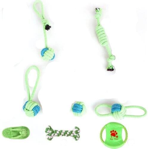 8 Pcs Pet Dog Toys Cotton Ball Puppy Chew Molar Toy Teeth Clean Interactive Chewing Durable Braided Rope Funny Tool Wholesale X2