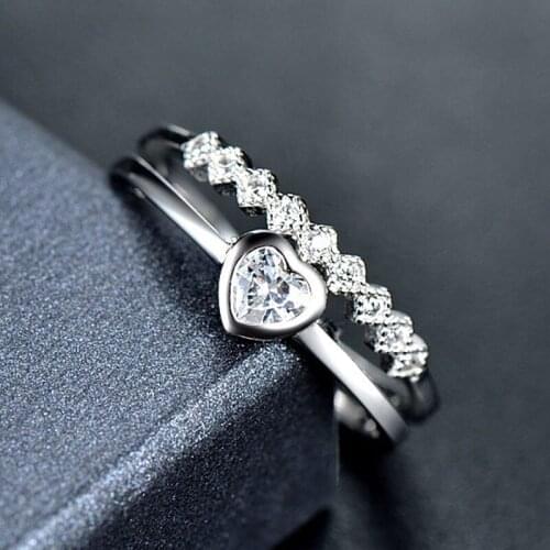 MENGYI Wholesale Women Trendy Adjustable Rings Shinning Heart Cubic Zircon Party Decoration Ring Fashion Jewelry For Women