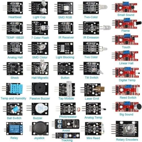 37 Sensors Assortment Kit 37 Sensors Kit Sensor Starter Kit for Arduino Raspberry pi Sensor kit 37 in 1 Robot Projects Starter