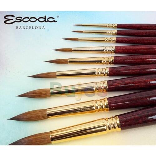 Escoda Reserva 1212 Series Artist Watercolor Short Handle Round Paint Brush, Pure Kolinsky-Tajmyr, Paint Brushes