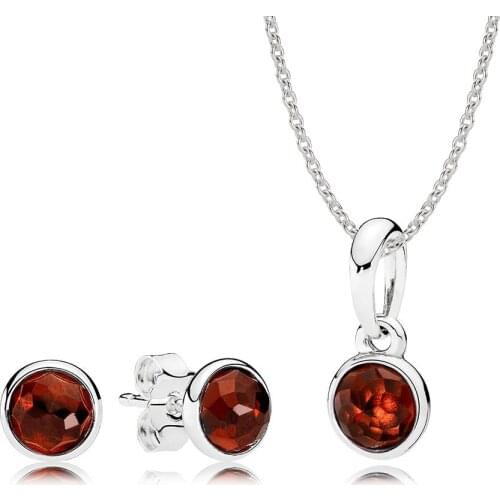 NEW Book Di 100% 925 Sterling Silver January Droplets Gift Set fit charm original Necklace Women jewelry A Set
