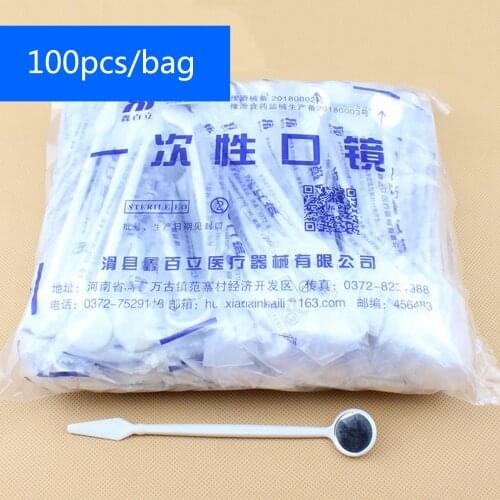 100pcs Disposable Dentist Mouth Mirrors Plastic Dental Oral Mirror Dentist Tool Teeth Whitening Exam Reflector Mirror Instrumen