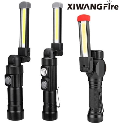 Portable Flashlight COB + LED Work Light 360 Degree Rotating USB Rechargeable 5-mode Soft Lighting Flashlight Auto Repair Lamp