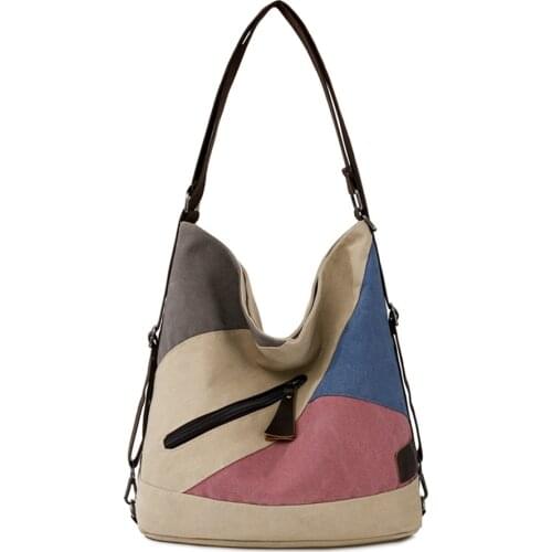 New Casual Handbag Women Shoulder crossbody Bag High Quality Canvas Tote Bags for Women 2021 Multifunction Contrast Handbags Sac