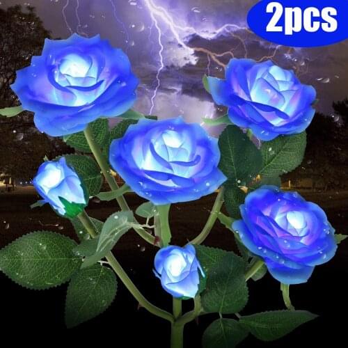 Multi-Color Changing Solar Rose Flower Lights Decorative Landscape Lighting Outdoor for Pathway/Garden/Patio/YardWalkway