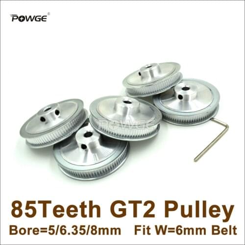 POWGE 50pcs 85 Teeth 2GT Timing Belt Pulley Bore 5/6.35/8/10mm Fit Width=6mm GT2 Timing Belt 3D Printer 85Teeth 85T GT2 Pulley)