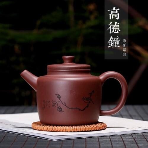 Carved Bird teapot, hand wholesale large teapot, customized gift, tea set, goldbell teapot, lettering, purple mud