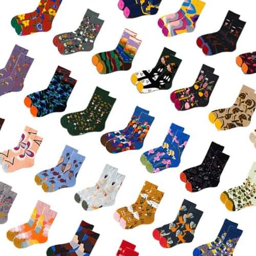 Happy Women Men Unisex Warm Funny Personality Creative Socks New style French Design Novelty Cartoon Street Short Cotton Socks