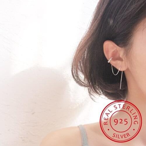 LEKANI 100% 925 Real Sterling Silver Earrings Ear Clip with 9cm Line Pretty Teen Girl Women 925 Wholesale Jewelry DS1377